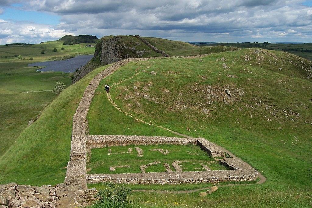 The remains of Milecastle 39 on Hadrians Wall and Housesteads Fort Trail