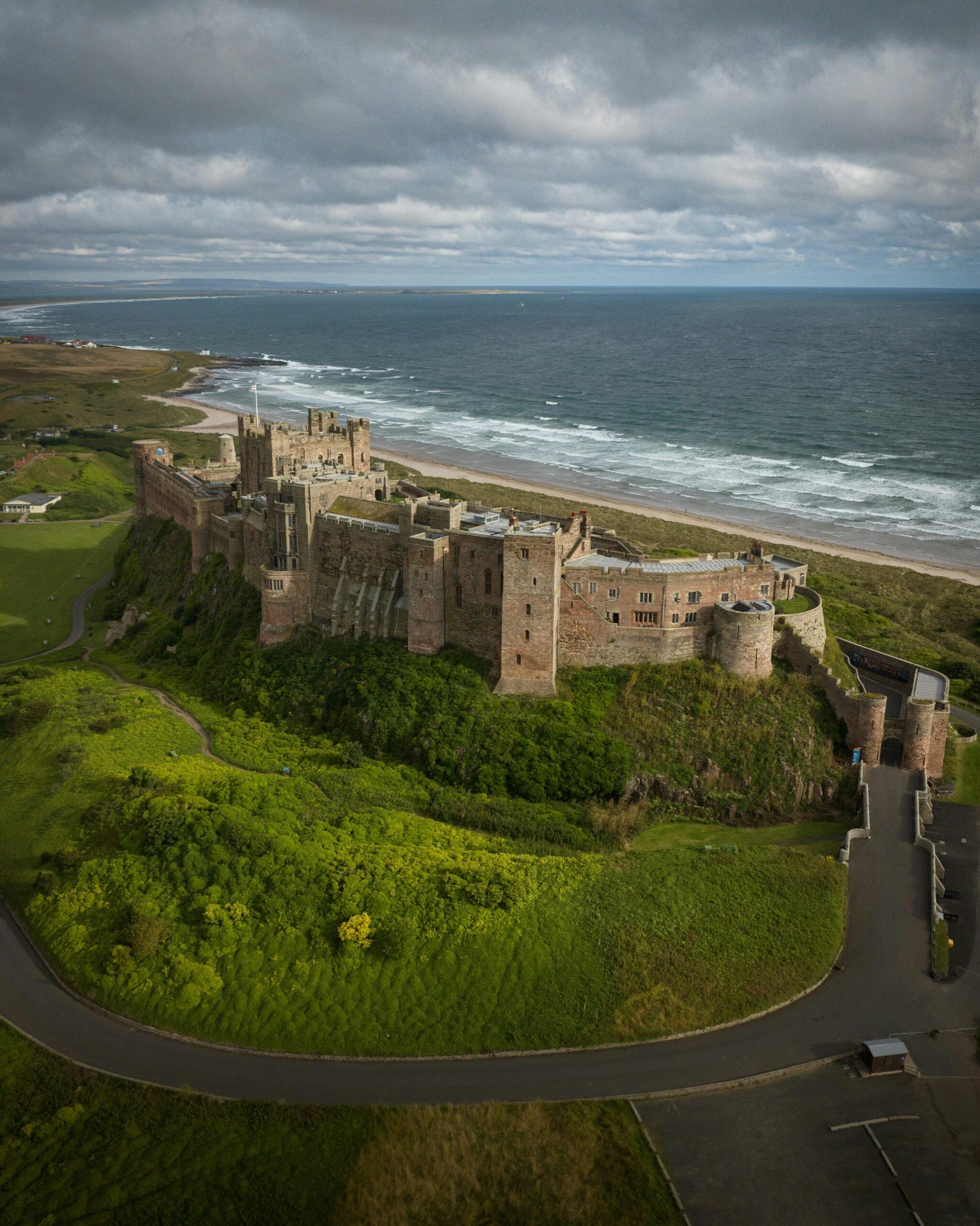 Bamburgh castle with Beach in background